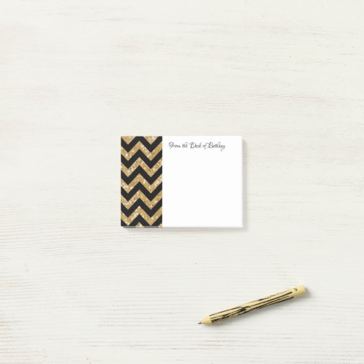 Gold Glitter Chevron Notes (Op bureau)
