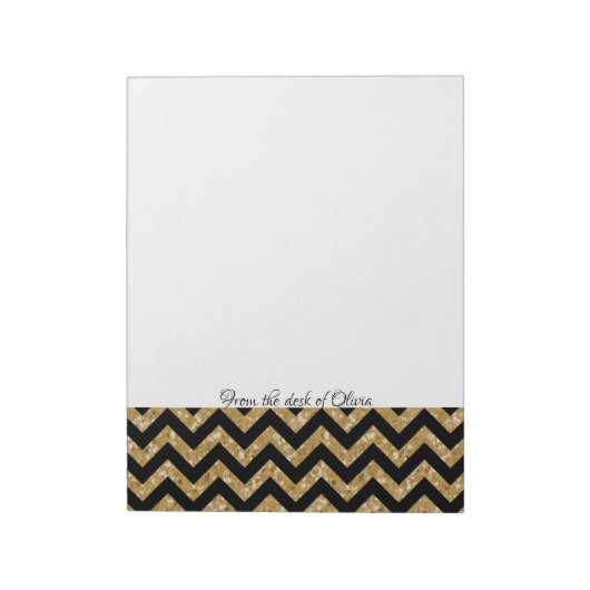 Gold Glitter Chevron Notitieblok (Linkerzijde)
