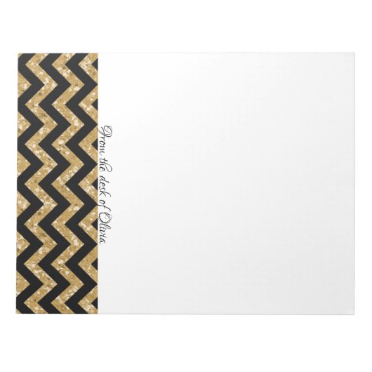 Gold Glitter Chevron Notitieblok (Voorkant)
