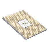 Gold Glitter Chevron Pattern Monogram Notitieboek (Rechterzijde)