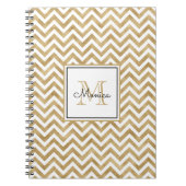 Gold Glitter Chevron Pattern Monogram Notitieboek (Voorkant)