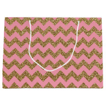 Gold Glitter Chevron Pattern op Roze