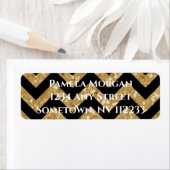 Gold Glitter Chevron Return-adreslabel Etiket (Insitu)