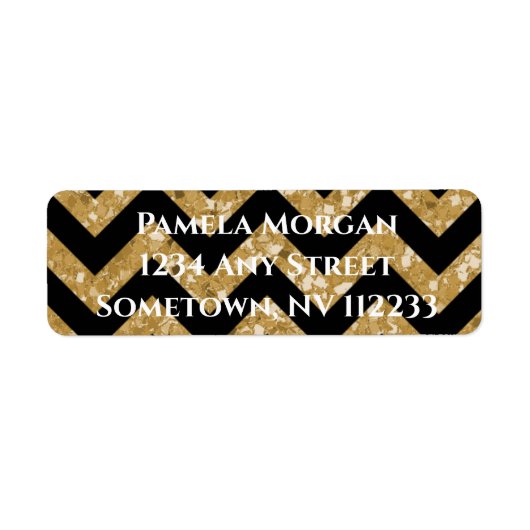 Gold Glitter Chevron Return-adreslabel Etiket (Voorkant)