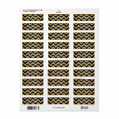 Gold Glitter Chevron Return-adreslabel Etiket (Full Sheet)