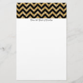 Gold Glitter Chevron Stationery Briefpapier (Voorkant)