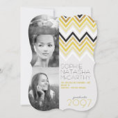 Gold Glitter Chevron Stripes Chic Graduparty Kaart (Voorkant)