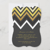 Gold Glitter Chevron Stripes Chic Graduparty Kaart (Achterkant)