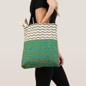 Gold Glitter Chevron White Turquoise Green Ombre Tote Bag (Dichtbij)