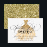 Gold Glitter Chic Dress Sweet 16 verjaardag Save The Date<br><div class="desc">Gold Glitter Chic Dress Sweet 16 verjaardag Sparthday</div>