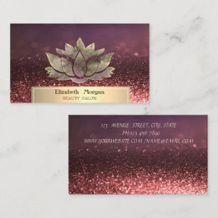 Gold Glitter Chic Lotus Bokeh Beauty Salon Visitekaartje