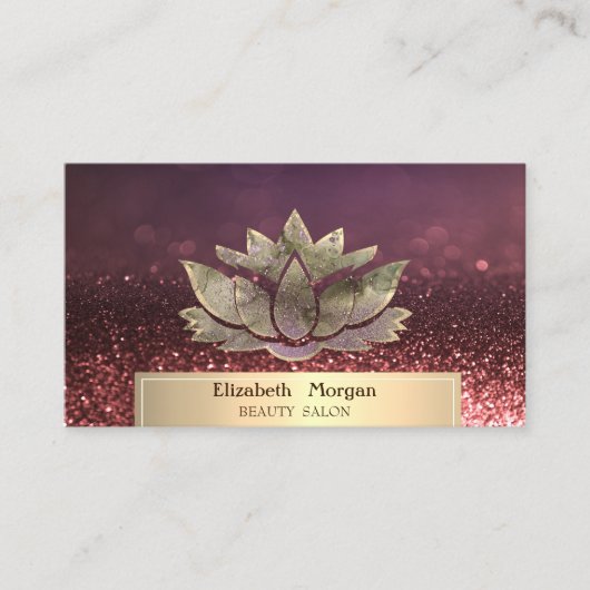 Gold Glitter Chic Lotus Bokeh Beauty Salon Visitekaartje (Voorkant)