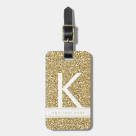 Gold Glitter Chic Minimal Moderne Monogrammen Bagagelabel