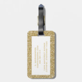 Gold Glitter Chic Minimal Moderne Monogrammen Bagagelabel (Achterkant verticaal)