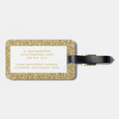 Gold Glitter Chic Minimal Moderne Monogrammen Bagagelabel (Achterkant horizontaal)