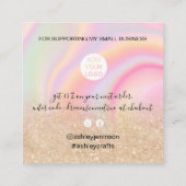 Gold glitter chic regenboogpastel bedankt vierkante visitekaartje (Achterkant)