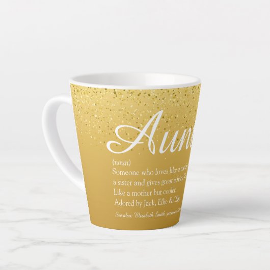 Gold Glitter Chic Script tante Definition Latte Mok (Linkerhoek)