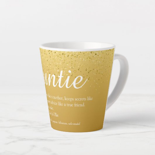 Gold Glitter Chic Script tante Definition Latte Mok (Rechterhoek)