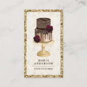Gold Glitter Chocolate Cake Pastry Chef Bakery Visitekaartje (Voorkant)