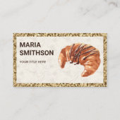 Gold Glitter Chocolate Croissant Bakery Visitekaartje (Voorkant)