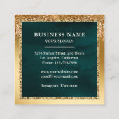 Gold Glitter Chocolate Drivers Blauwgroen koekjesb Vierkante Visitekaartje (Achterkant)