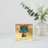 Gold Glitter Chocolate Drivers Blauwgroen koekjesb Vierkante Visitekaartje (Staand voorkant)