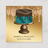 Gold Glitter Chocolate Drivers Blauwgroen koekjesb Vierkante Visitekaartje (Voorkant)