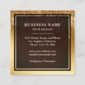 Gold Glitter Chocolate-schijven Icking Cake Bakery Vierkante Visitekaartje (Achterkant)