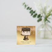 Gold Glitter Chocolate-schijven Icking Cake Bakery Vierkante Visitekaartje (Staand voorkant)