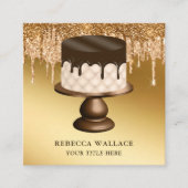 Gold Glitter Chocolate-schijven Icking Cake Bakery Vierkante Visitekaartje (Voorkant)