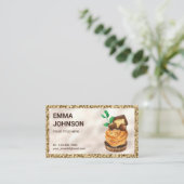 Gold Glitter Chocolate Tart Pastry Chef Bakery Visitekaartje (Staand voorkant)