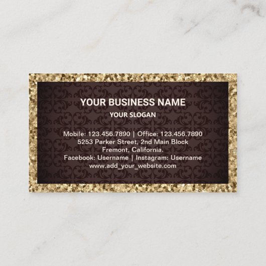 Gold Glitter Chocolate Tart Pastry Chef Bakery Visitekaartje (Achterkant)