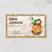 Gold Glitter Chocolate Tart Pastry Chef Bakery Visitekaartje (Voorkant)