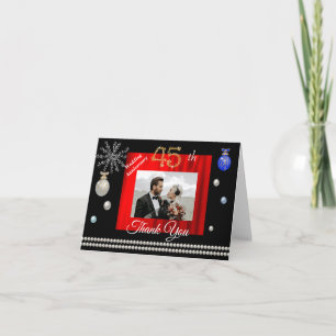 Gold Glitter Christmas 45th Wedding Jubileum Bedankkaart