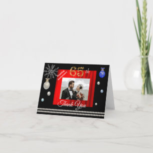 Gold Glitter Christmas 65th Wedding Jubileum Bedankkaart