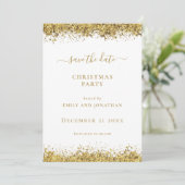Gold Glitter Christmas Party Save the Date card Kaart (Staand voorkant)