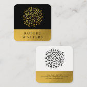 Gold Glitter Circle Folie Patroon | Goudstrim Vierkante Visitekaartje (Voorkant / Achterkant)