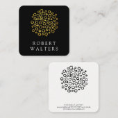 Gold Glitter Circle Folie Patroon Vierkante Visitekaartje (Voorkant / Achterkant)