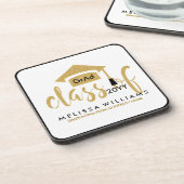 Gold Glitter Class of 2016 Modern Text Design Bier Onderzetter (Linkerzijde)