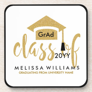 Gold Glitter Class of 2016 Modern Text Design Bier Onderzetter