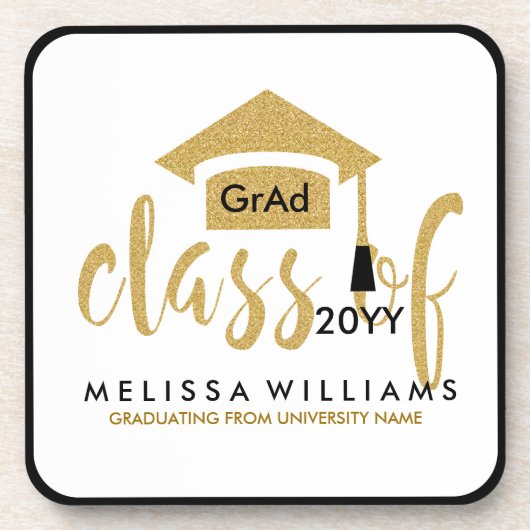 Gold Glitter Class of 2016 Modern Text Design Bier Onderzetter (Voorkant)