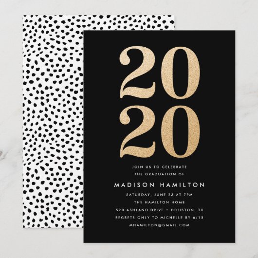 Gold Glitter Class of 2020 | Afstudeerpartij Kaart (Voorkant / Achterkant)