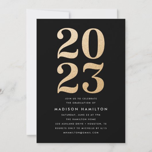 Gold Glitter Class of 2022 Graduation Party Kaart (Voorkant)