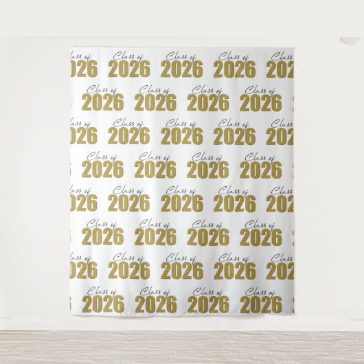 Gold Glitter Class of 2026 Photo Backdrop Wandkleed (Voorkant)