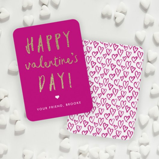 Gold Glitter Classroom Happy Valentijn Day Notitiekaartje