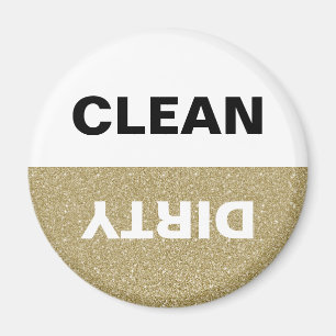 Gold Glitter Clean/Dirty Dishwasmachine Magneet