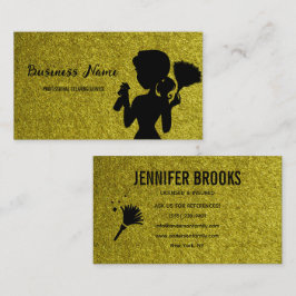 Gold Glitter Cleaning Service Housekeeper Maid Visitekaartje