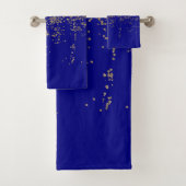 Gold Glitter Cobalt Blue Gradient Ombre Confetti Bad Handdoek (Insitu)