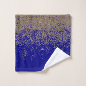 Gold Glitter Cobalt Blue Gradient Ombre Confetti Bad Handdoek (Wasdoekje)