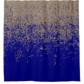 Gold Glitter Cobalt Blue Gradient Ombre Confetti Douchegordijn (Voorkant)